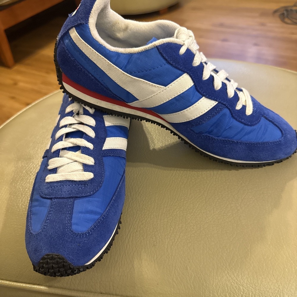 Gola Men's Size 9 Retro Track Running Shoes Blue White Red Nylon Suede Athletic - Picture 7 of 13